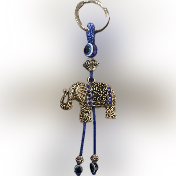 Elephant Evil Eye Pendant with Blue Accents - Picture 1 of 1